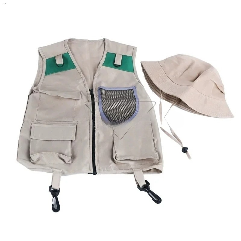 Outdoor Adventure Kit For Boys - キッズエクスプローラーベストと帽子コスチュームサファリカーゴベスト男の子アウトドアアドベンチャーキットハロウィンコスプレドレスアップごっこ遊びコスチューム