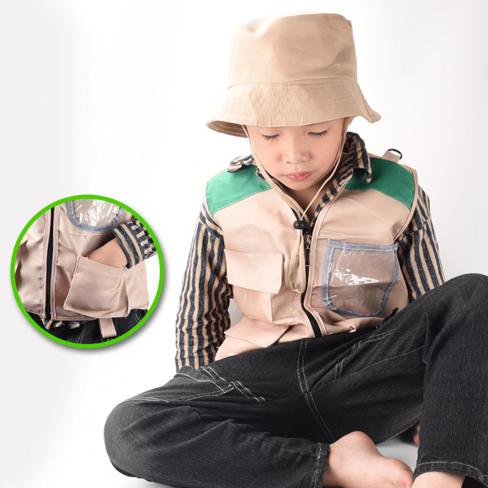 Outdoor Adventure Kit For Boys - キッズエクスプローラーベストと帽子 ハロウィンコスプレキット 男の子 女の子向け ロールプレイ 釣り