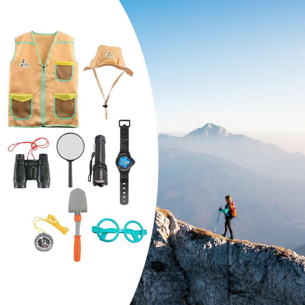 Outdoor Adventure Kit For Boys - アウトドアアドベンチャーキット 子供用ベストと帽子セット ロールプレイング ドレスアップ 男の子用 子供用