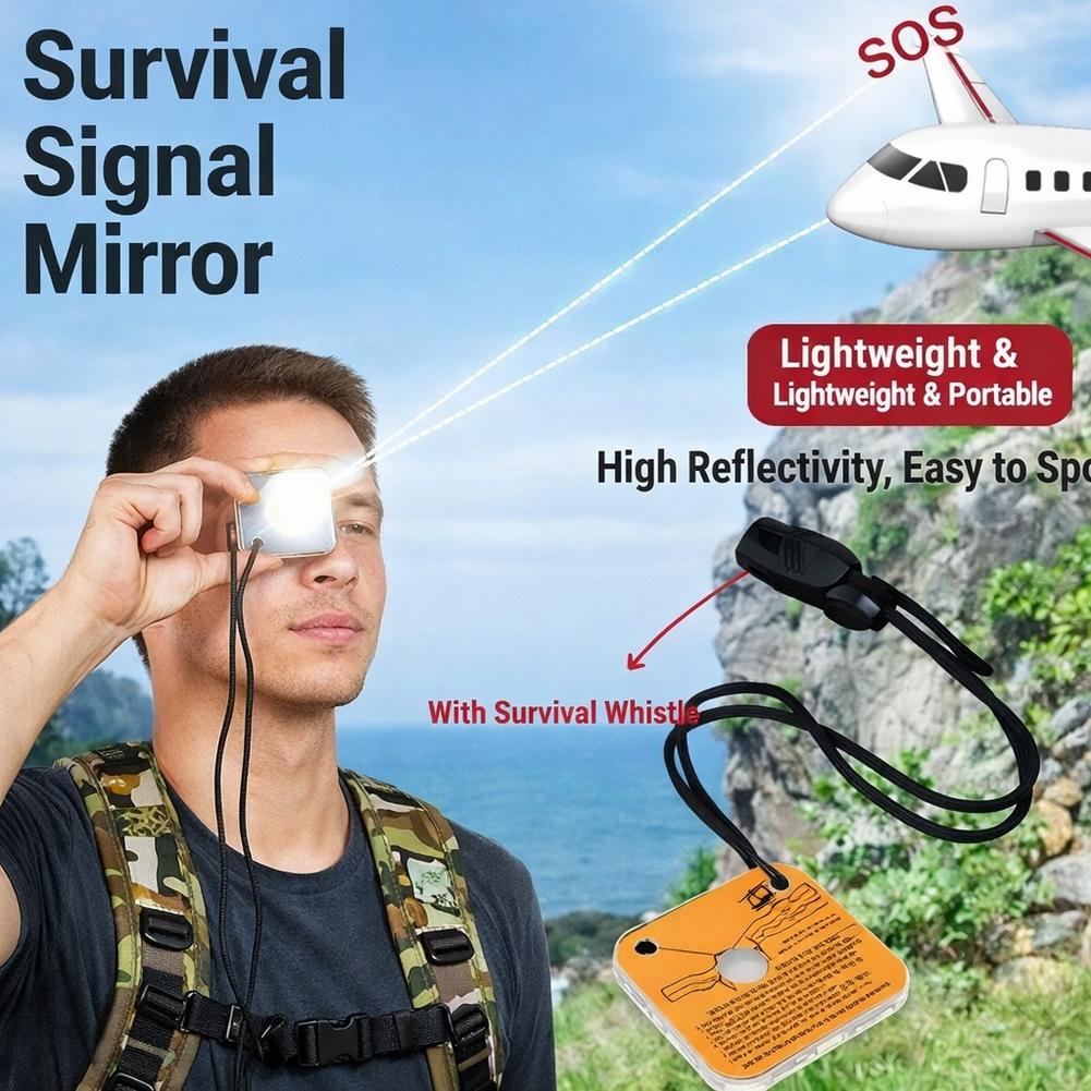 Signal Mirror Rescue - サバイバルシグナルミラー アクリル製 緊急救助用反射鏡 SOSライト反射ツール アウトドア キャンプ
