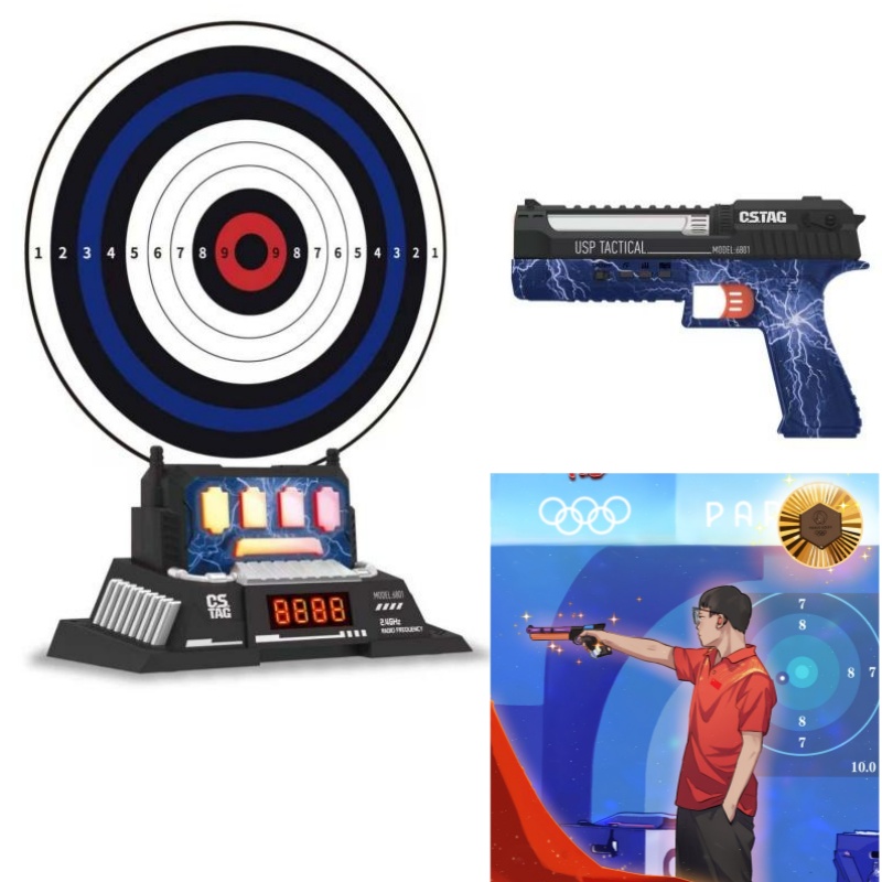 Outdoor Adventures - CSTAG AI ターゲット射撃競技レーザーピストルセット インテリジェントスコアリングゲーム 屋内屋外スポーツゲーム キッズボーイズおもちゃギフト