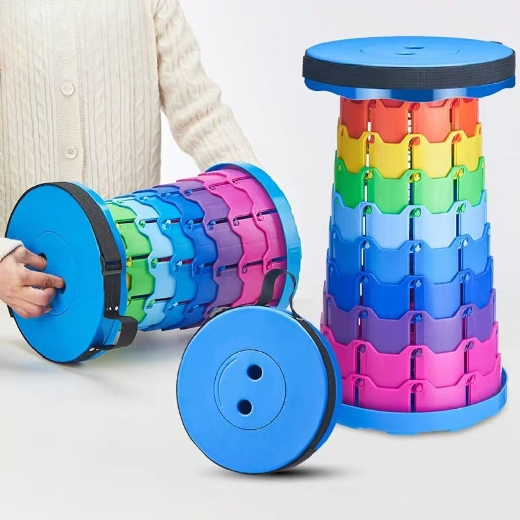 Outdoor Adventures - レインボー伸縮式キャンプスツール ポータブル 厚手 折りたたみ式 調節可能 アウトドア
