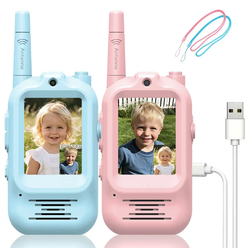 Outdoor Adventure Toys For Kids - 2個セット 子供用ビデオトランシーバー 充電式 室内・屋外用おもちゃ 2画面 ワンクリック通話
