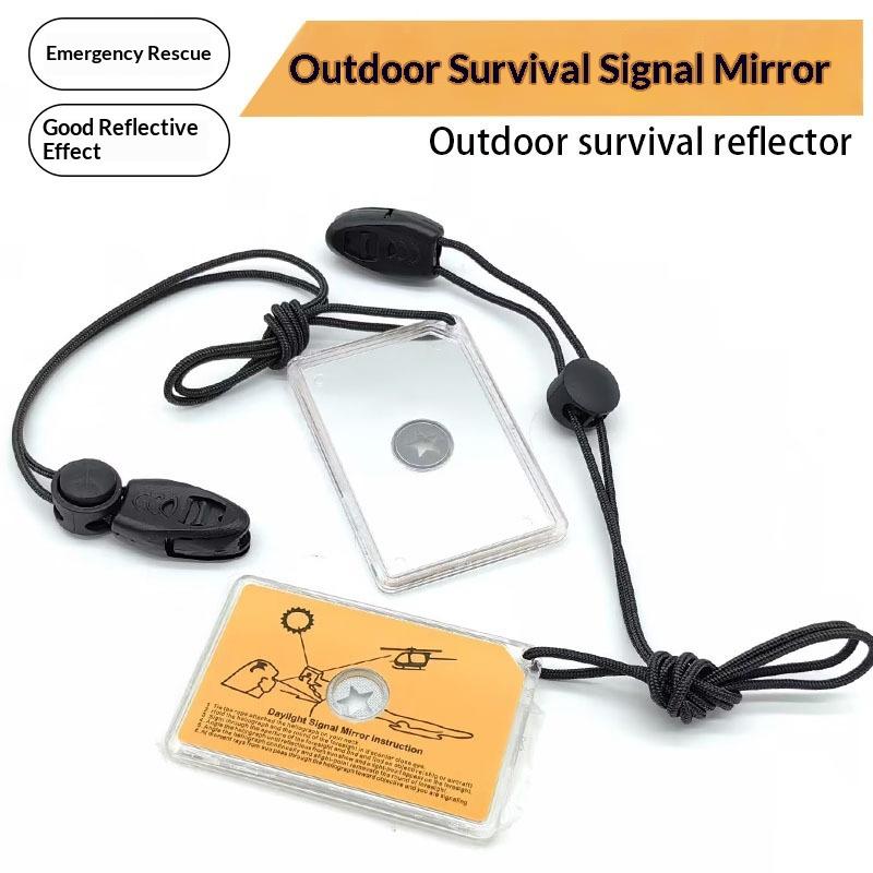 Signal Mirror Rescue - アウトドアサバイバル信号ミラー 緊急反射鏡 ポータブル反射鏡 キャンプ ハイキング 荒野救助ツール