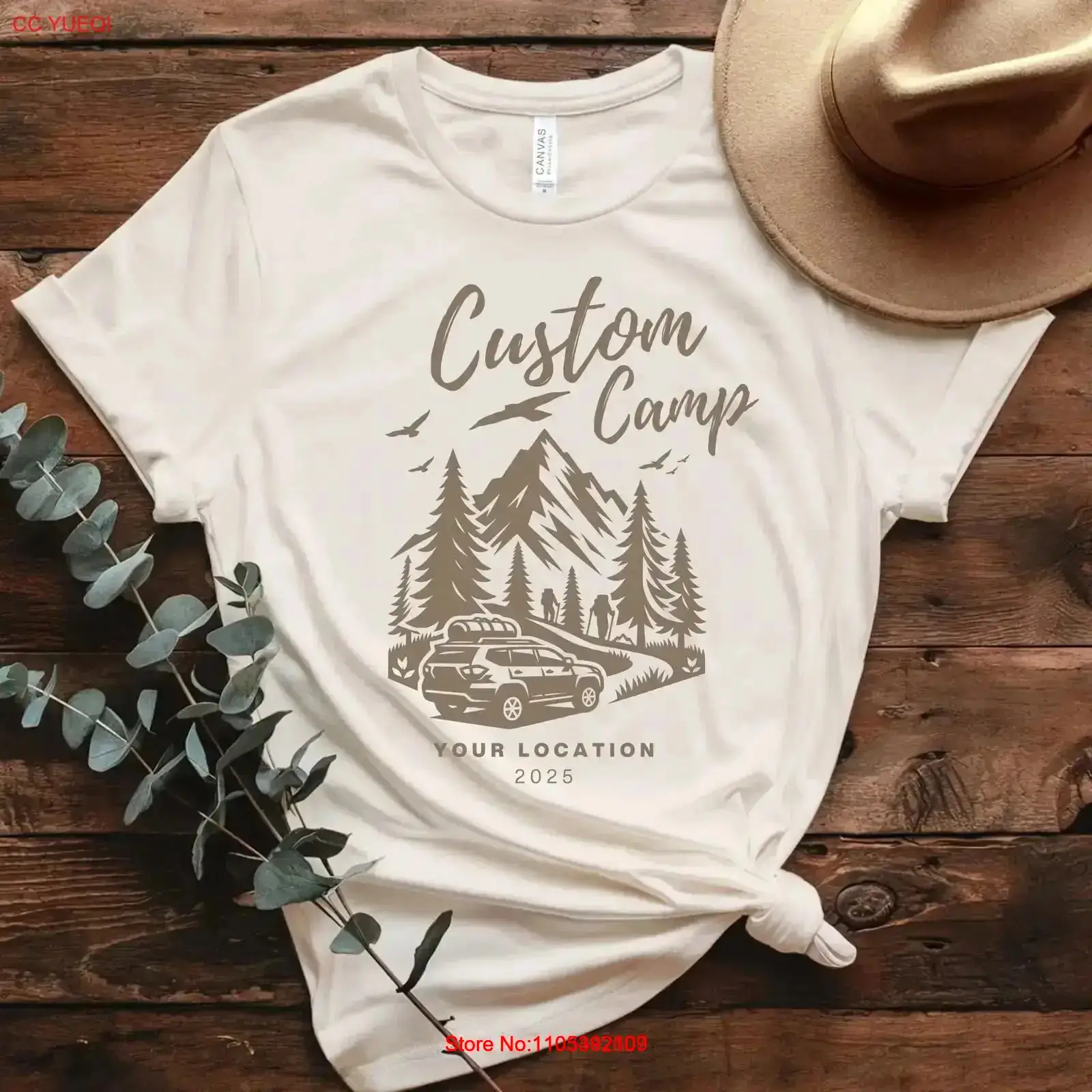 カスタムキャンプTシャツ（場所と年を記入可能）パーソナライズ - Outdoor Adventure Locations のレビューと価格