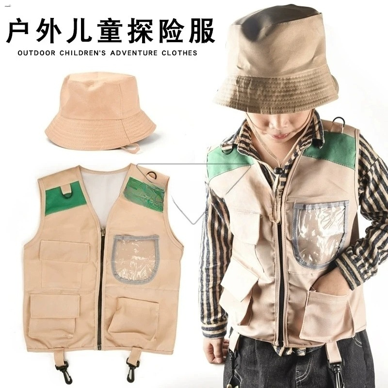 キッズエクスプローラーベストと帽子コスチュームサファリカーゴ - Outdoor Adventure Kit For Boys のレビューと価格