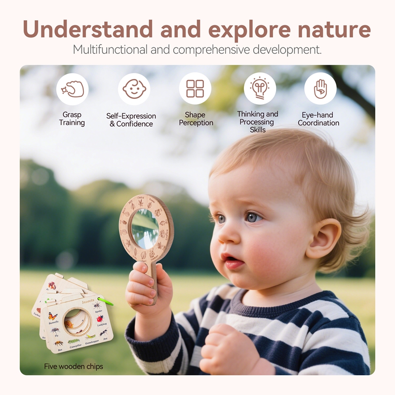 木製モンテッソーリおもちゃ 虫眼鏡 アウトドア探検認知ツール - Outdoor Adventure Learning のレビューと価格
