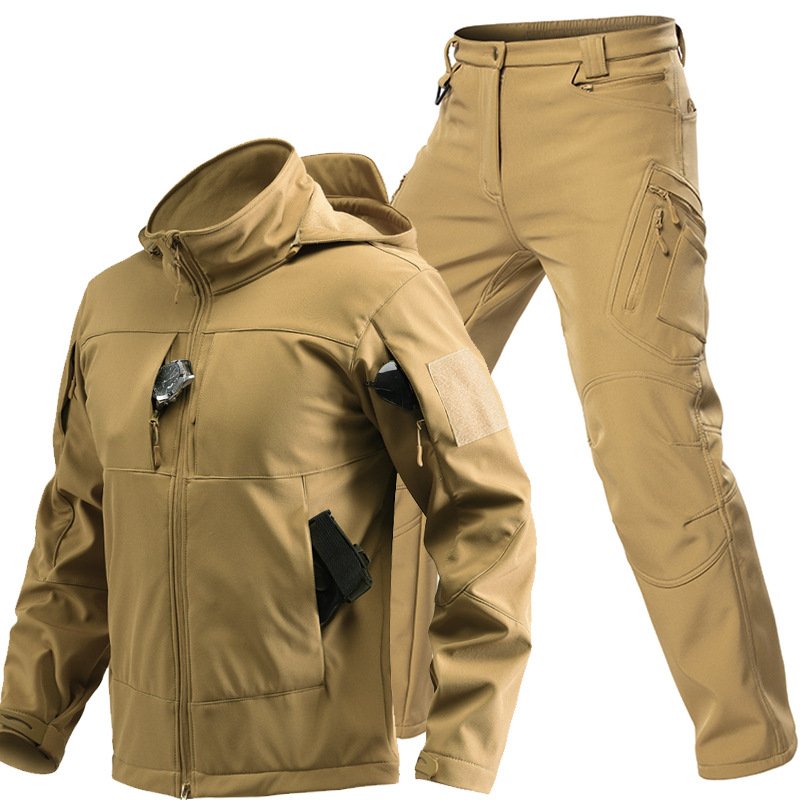 男性用アウトドアタクティカルソフトシェルスーツ フード付きフ - Outdoor Adventures のレビューと価格