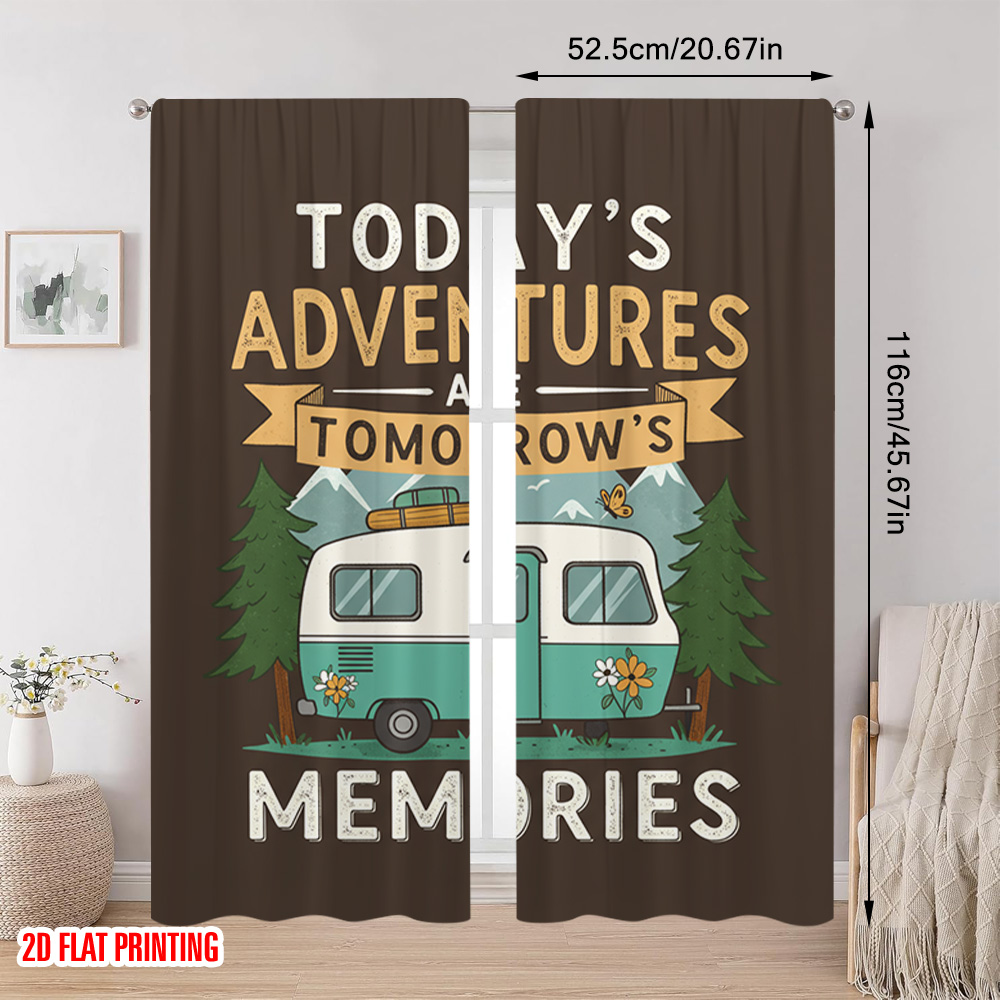 2 個の 2D フラット印刷カーテン キャンプ アドベンチャ - Outdoor Adventure Youtube のレビューと価格