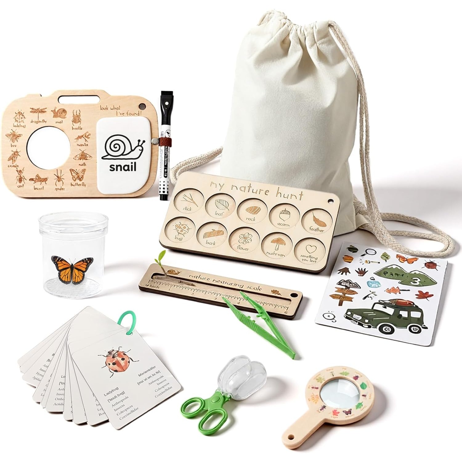 子供用虫捕りキット、虫箱、学習カード、観察ボード付き、屋外遊 - Outdoor Adventure Learning のレビューと価格