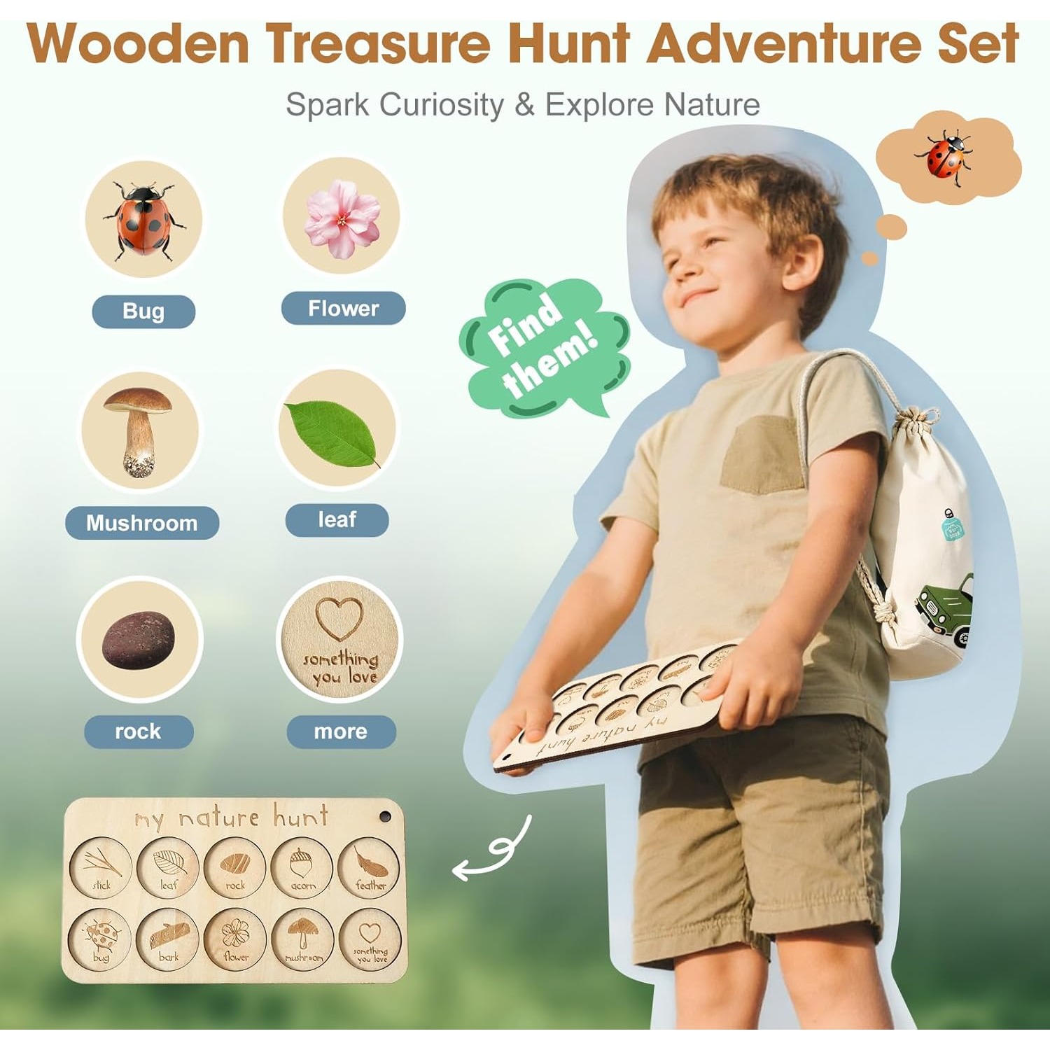 子供用虫捕りキット、虫箱、学習カード、観察ボード付き、屋外遊 - Outdoor Adventure Learning のレビューと価格