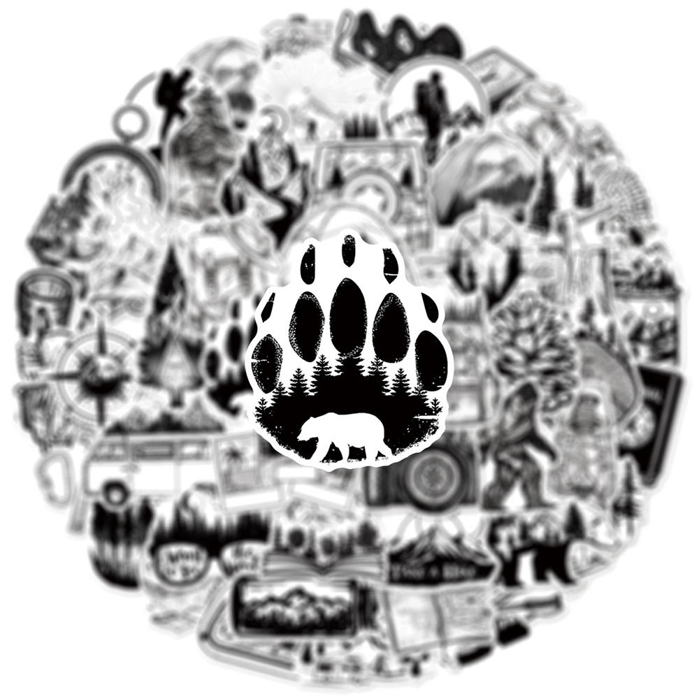 10/30/50 個黒白アウトドアアドベンチャー漫画ステッカ - Outdoor Adventure Toys For Kids のレビューと価格